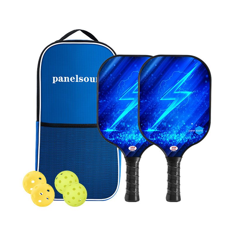 PS Series Colorful Textured Fiberglass Pickleball Paddles Set with 2 Rackets, 4 Balls and Portable Carry Bag for Indoor and Outdoor Use, NMX-001