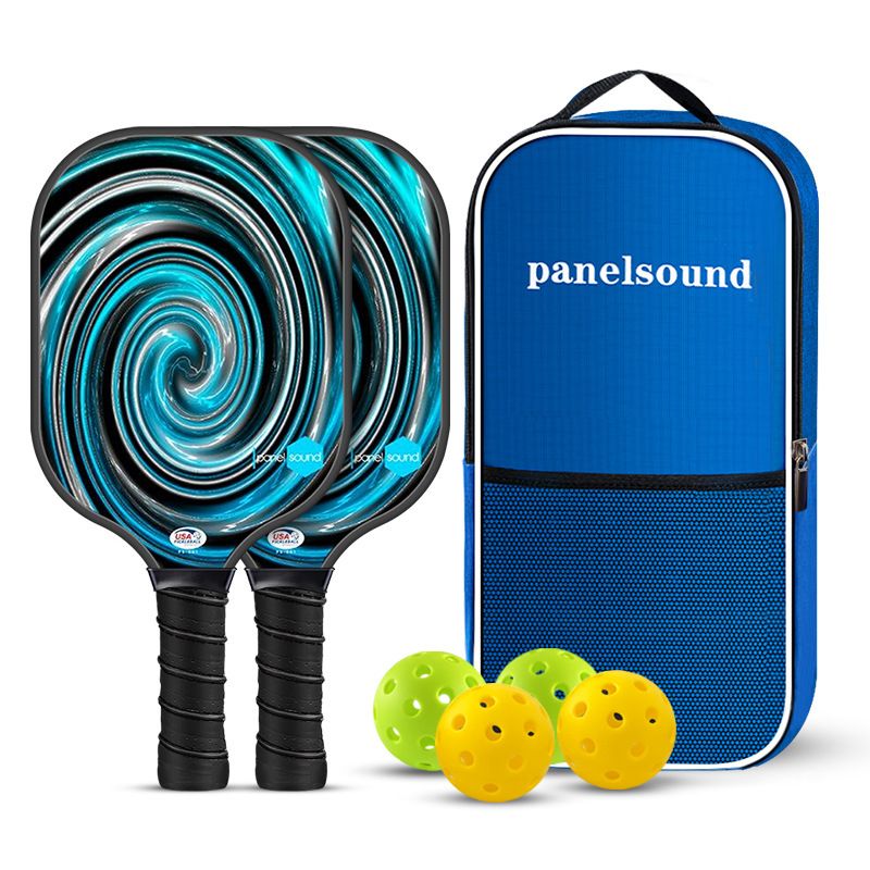 PS Series Colorful Textured Fiberglass Pickleball Paddles Set with 2 Rackets, 4 Balls and Portable Carry Bag for Indoor and Outdoor Use, PS-001