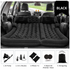 Black Large Inflatable Universal Car Air Mattress with 2 Pillows, Pump and Storage Bag - Dual Zone Split Bed Soft Flocked Camping Travel Bed Integrated Head / Backrest Buffer for SUV MPV Long drives