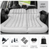Grey Large Inflatable Universal Car Air Mattress with 2 Pillows, Pump and Storage Bag - Dual Zone Split Bed Soft Flocked Camping Travel Bed Integrated Head / Backrest Buffer for SUV MPV Long drives