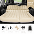 Beige Large Inflatable Universal Car Air Mattress with 2 Pillows, Pump and Storage Bag - Dual Zone Split Bed Soft Flocked Camping Travel Bed Integrated Head / Backrest Buffer for SUV MPV Long drives