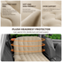Beige Large Inflatable Universal Car Air Mattress with 2 Pillows, Pump and Storage Bag - Dual Zone Split Bed Soft Flocked Camping Travel Bed Integrated Head / Backrest Buffer for SUV MPV Long drives