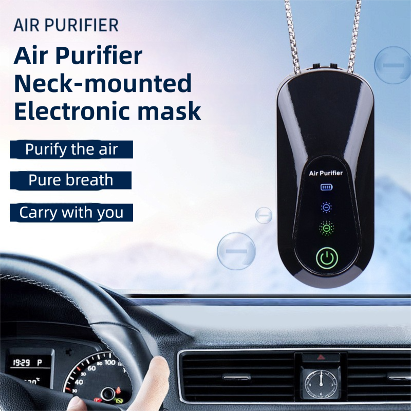 2PCS White Wearable Air Purifier Necklace with 2 Adjustable Modes - Portable Mini Negative Ion Purifier, Filterless Zero Consumables, Type C Charging and Long Battery Life