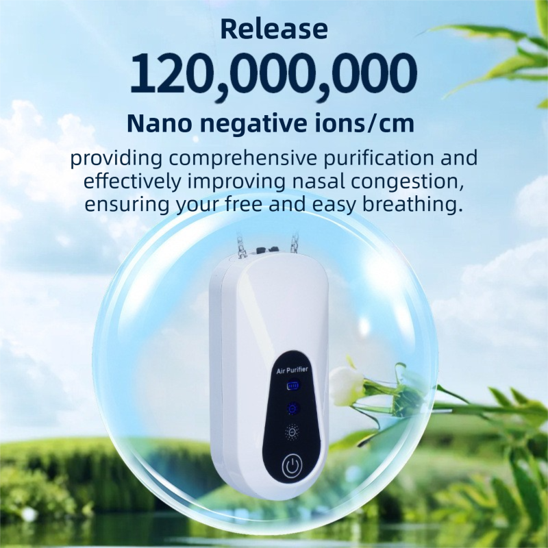2PCS White Wearable Air Purifier Necklace with 2 Adjustable Modes - Portable Mini Negative Ion Purifier, Filterless Zero Consumables, Type C Charging and Long Battery Life