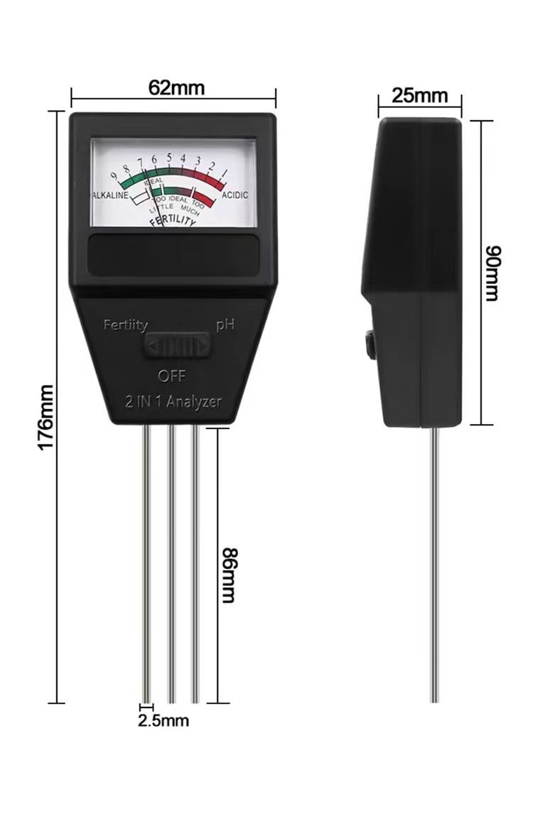 3-in-1 Soil Care Tester Kit for Soil Moisture pH Acidity and Fertility  - 2 Pack Plant Sensor Meters with Simple Color Dials, Battery-Free Plug and Play