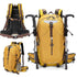 40L Yellow Lightweight Outdoor Hiking Backpack with Detachable Suspended Frame & Rain Cover - Waterproof Travel Daypack, Multi-Pocket Storage and Gear Attachments for Trekking Camping Cycling Adventures