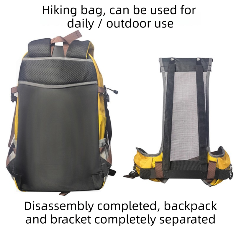 40L Yellow Lightweight Outdoor Hiking Backpack with Detachable Suspended Frame & Rain Cover - Waterproof Travel Daypack, Multi-Pocket Storage and Gear Attachments for Trekking Camping Cycling Adventures