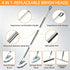 4-in-1 Bathroom Cleaning Brush Set with Sponge Pad, Hard Bristle / V-Shape Grout Brush and Squeegee - 120CM Extendable Stainless Steel Handle, Adjustable & Lockable Angle for Floor, Gap, Window and Bathtub