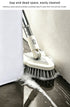 4-in-1 Bathroom Cleaning Brush Set with Sponge Pad, Hard Bristle / V-Shape Grout Brush and Squeegee - 120CM Extendable Stainless Steel Handle, Adjustable & Lockable Angle for Floor, Gap, Window and Bathtub