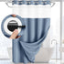 Blue Hook Free Waffle Weave Shower Curtain (71 x 75") - Double Layer Curtain with Removable Waterproof Liner, Mesh Top Window, Magnetic Hem & Built-In Rings