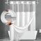 White Hook Free Waffle Weave Shower Curtain (71 x 81") - Double Layer Curtain with Removable Waterproof Liner, Mesh Top Window, Magnetic Hem & Built-In Rings