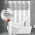 White Hook Free Waffle Weave Shower Curtain (71 x 81") - Double Layer Curtain with Removable Waterproof Liner, Mesh Top Window, Magnetic Hem & Built-In Rings