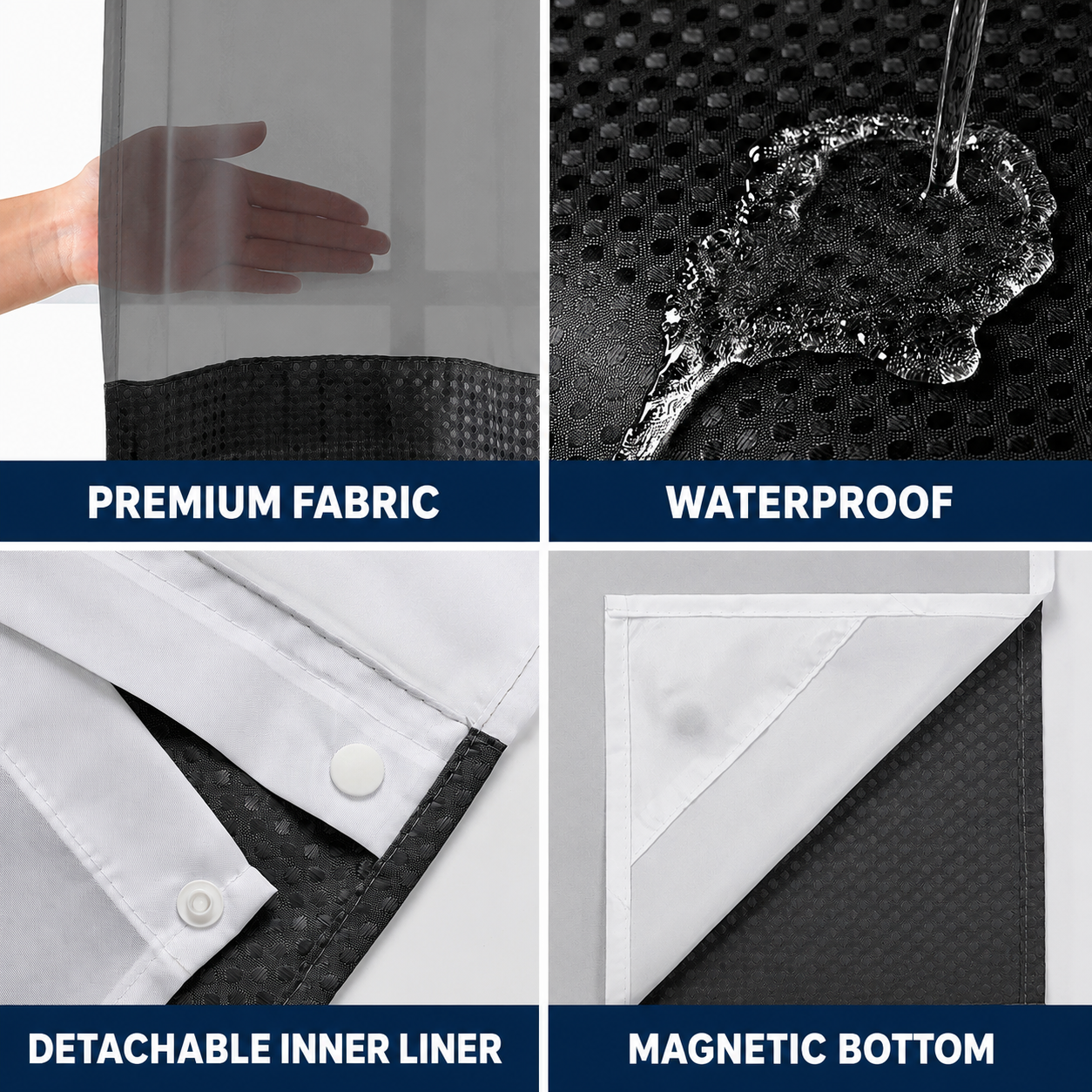 White Hook Free Waffle Weave Shower Curtain (71 x 81