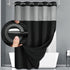 Black Hook Free Waffle Weave Shower Curtain (71 x 75") - Double Layer Curtain with Removable Waterproof Liner, Mesh Top Window, Magnetic Hem & Built-In Rings