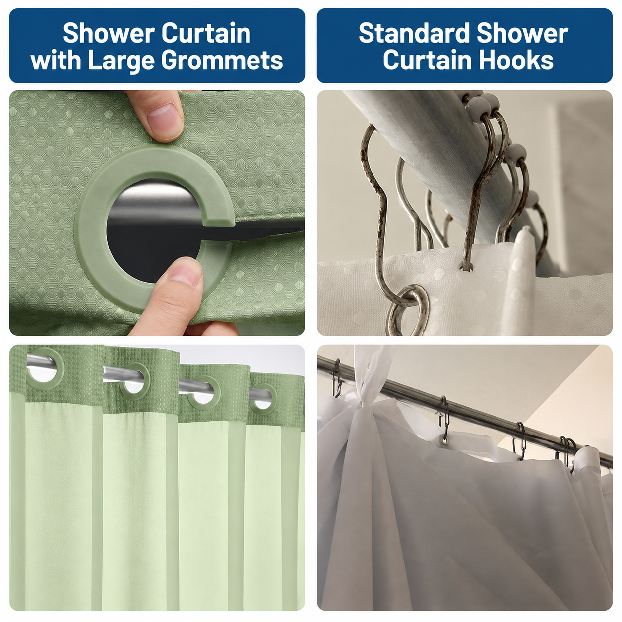 Black Hook Free Waffle Weave Shower Curtain (71 x 75