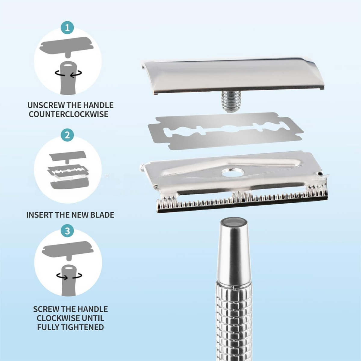Rose Gold Classic Double Edge Safety Razor Set - Vintage Metal Manual Shaving Razor with Stainless Steel Holder & 5 Replacement Blades