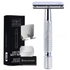 Silver Classic Double Edge Safety Razor Set - Vintage Metal Manual Shaving Razor with Stainless Steel Holder & 5 Replacement Blades
