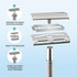 Silver Classic Double Edge Safety Razor Set - Vintage Metal Manual Shaving Razor with Stainless Steel Holder & 5 Replacement Blades