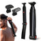 Black Men's Electric Back Shaver & Body Hair Trimmer - USB Rechargable 180° Foldable Long Handle Hair Groomer with 2 Detachable Stainless Steel Heads and Locking Button