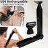 Black Men's Electric Back Shaver & Body Hair Trimmer - USB Rechargable 180° Foldable Long Handle Hair Groomer with 2 Detachable Stainless Steel Heads and Locking Button
