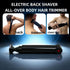 Black Men's Electric Back Shaver & Body Hair Trimmer - USB Rechargable 180° Foldable Long Handle Hair Groomer with 2 Detachable Stainless Steel Heads and Locking Button
