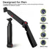 Black Men's Electric Back Shaver & Body Hair Trimmer - USB Rechargable 180° Foldable Long Handle Hair Groomer with 2 Detachable Stainless Steel Heads and Locking Button