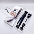 Black Men's Electric Back Shaver & Body Hair Trimmer - USB Rechargable 180° Foldable Long Handle Hair Groomer with 2 Detachable Stainless Steel Heads and Locking Button