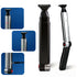 Black and Silver Men's Electric Back Shaver & Body Hair Trimmer - USB Rechargable 180° Foldable Long Handle Hair Groomer with 2 Detachable Stainless Steel Heads and Locking Button
