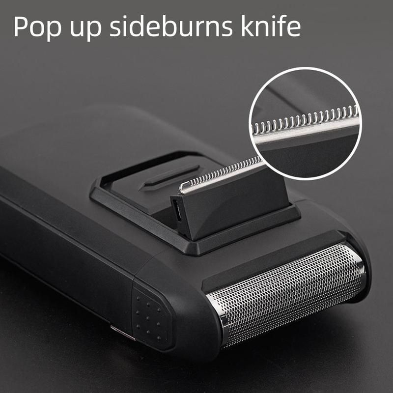Men's Reciprocating Electric Shaver with Pop Up Sideburn Trimmer - Rechargeable Portable Foil Razor for Face & Neck, Great Travel Holiday Gift