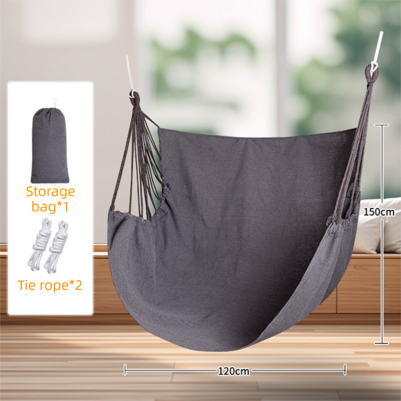 Grey Oversized Hanging Swing Chair Hammock, 300g/m² Canvas, 150kg Capacity