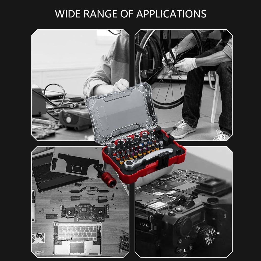 38-Piece Precision Screwdriver & Ratchet Wrench Set, CR-V Steel Storage Case
