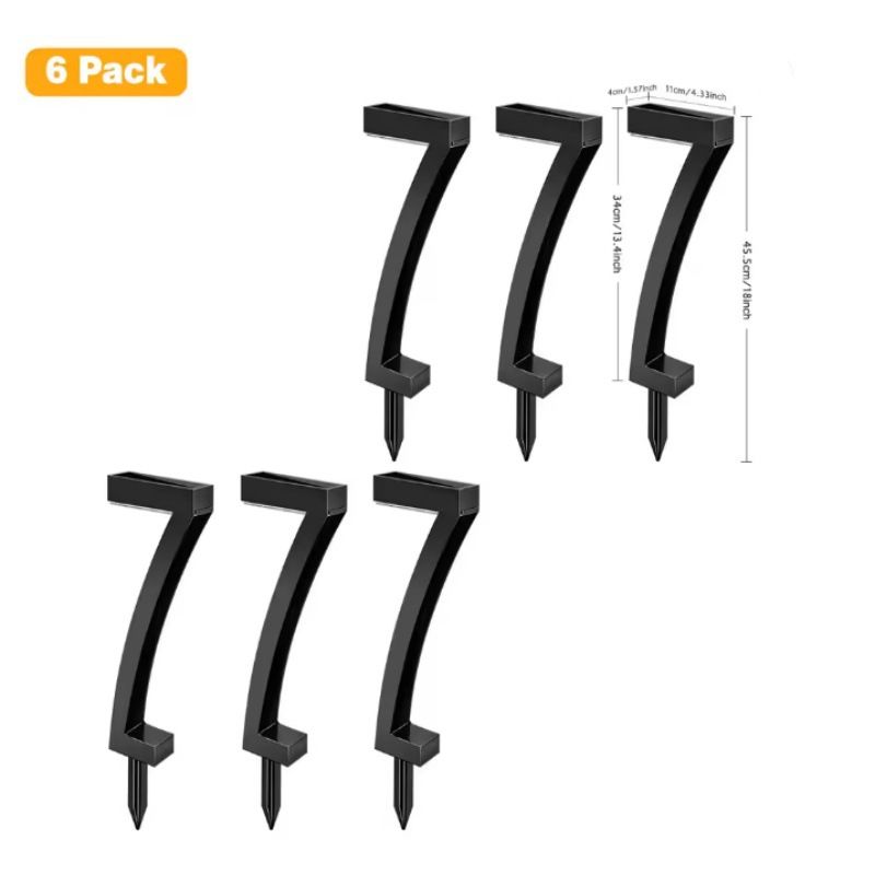 6-Pack "7"-Shaped Solar Pathway Lights, IP65 Waterproof, Auto Dusk-to-Dawn LED