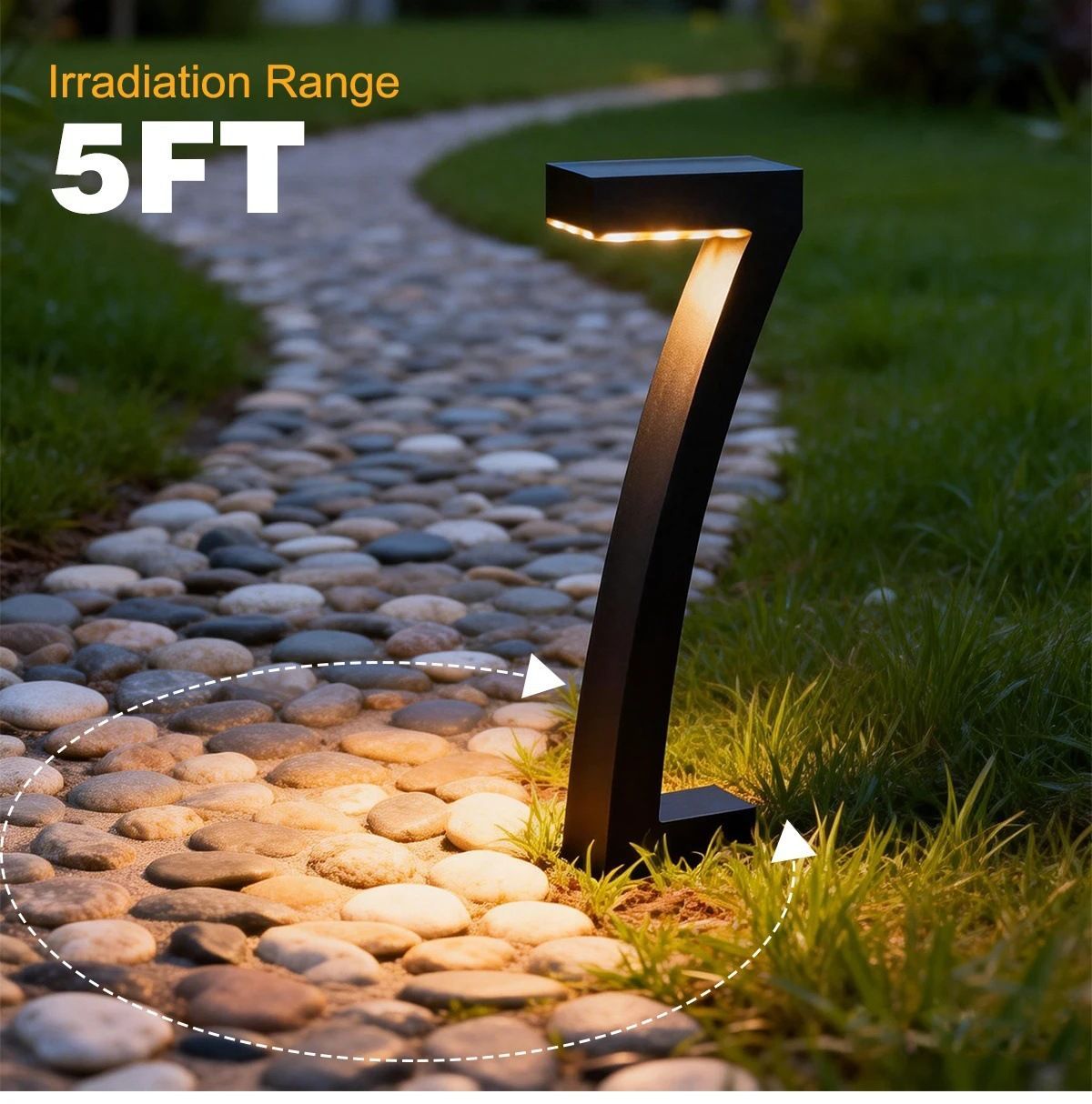 6-Pack "7"-Shaped Solar Pathway Lights, IP65 Waterproof, Auto Dusk-to-Dawn LED