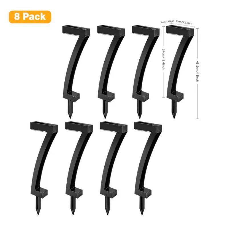 8-Pack "7"-Shaped Solar Pathway Lights, IP65 Waterproof, Auto Dusk-to-Dawn LED