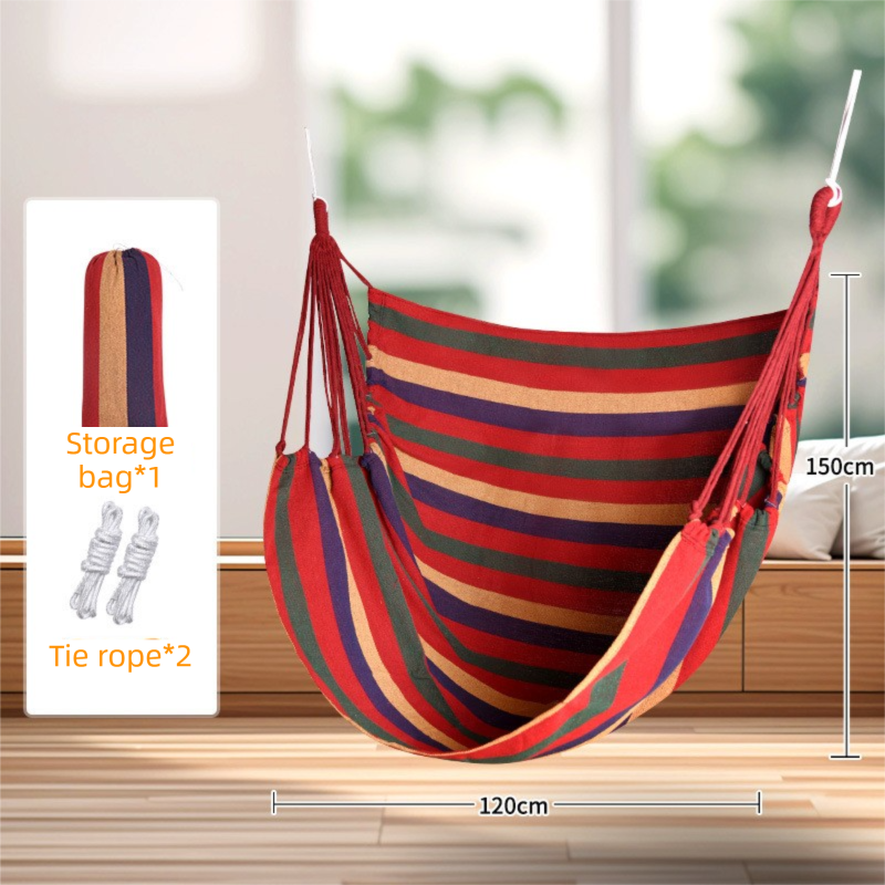 Red Stripes Oversized Hanging Swing Chair Hammock, 300g/m² Canvas, 150kg Cap.