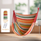 Orange Stripes Oversized Hanging Swing Chair Canvas Hammock (120 x 150 CM) - Portable Indoor & Outdoor Leisure Hammock Chair with Thickened Binding Ropes and Storage Bag