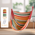 Orange Stripes Oversized Hanging Swing Chair Canvas Hammock (120 x 150 CM) - Portable Indoor & Outdoor Leisure Hammock Chair with Thickened Binding Ropes and Storage Bag