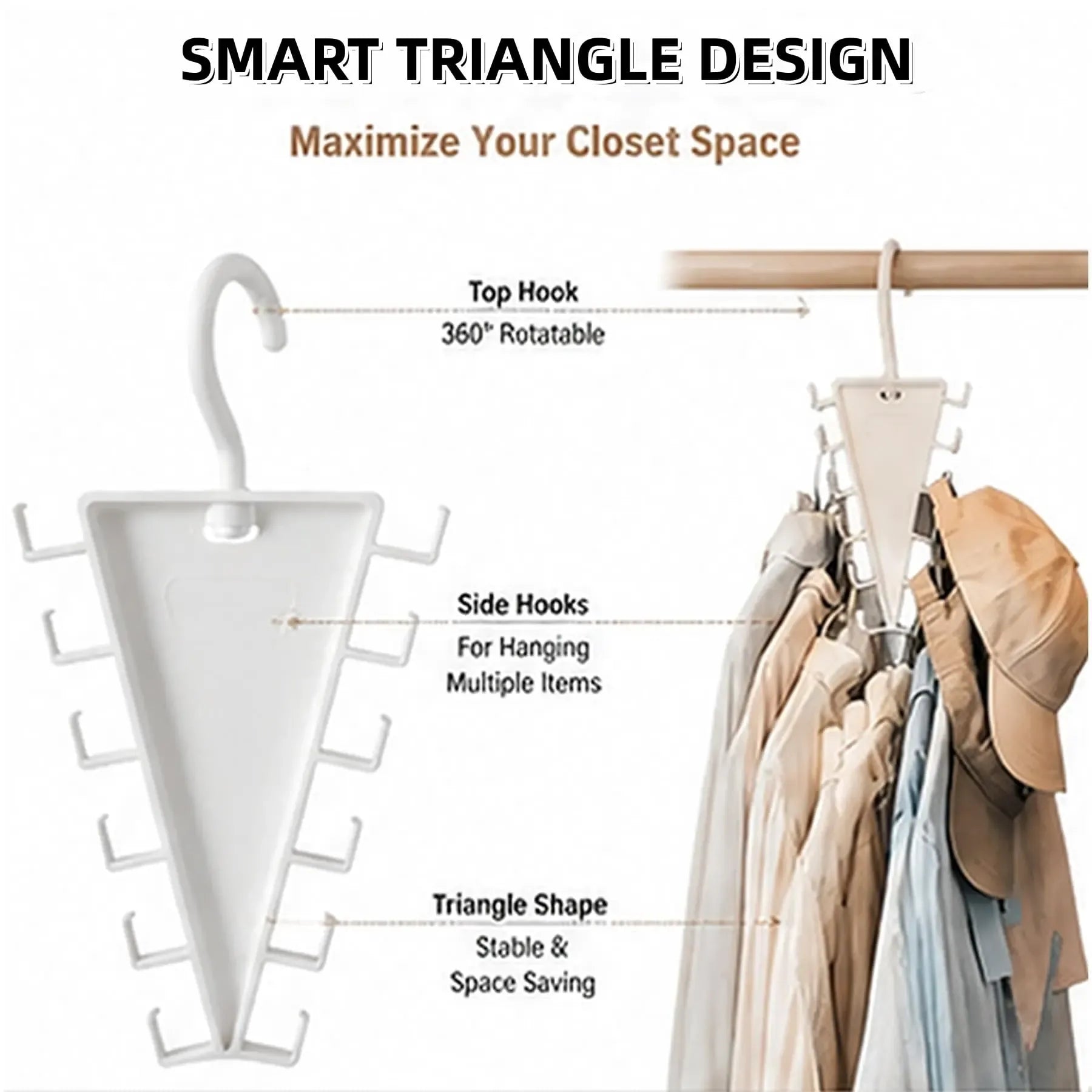 2-Pack V-Shape Rotating Hanger, 12-Hook Space-Saving Closet Organizer Set