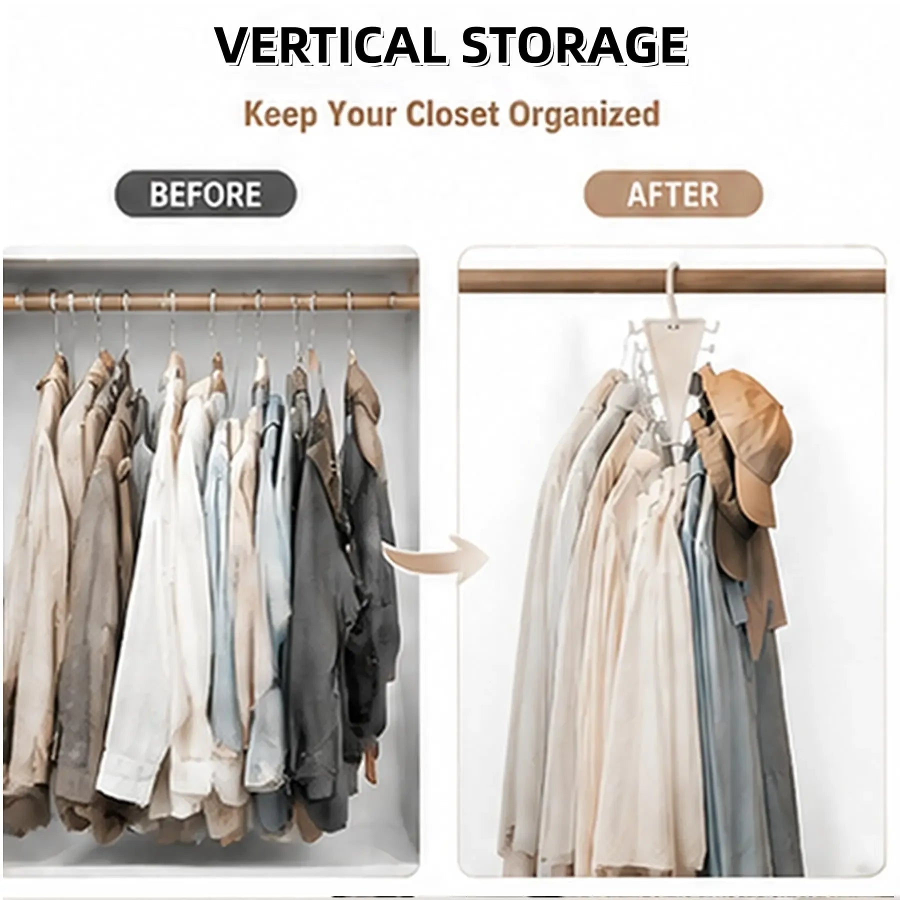 2-Pack V-Shape Rotating Hanger, 12-Hook Space-Saving Closet Organizer Set