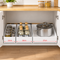 3 Pieces White Extended Pull Out Cabinet Organizer Set (Small + Medium + Large Tray) - Slide Out Drawer Shelves & Base Cabinet Storage Trays for Kitchen Spices, Bowls, and Cookware