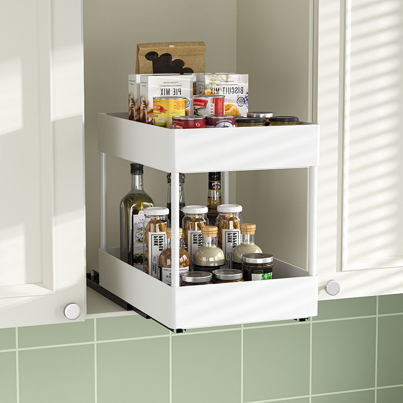 3 Pieces White Extended Pull Out Cabinet Organizer Set (Small + Medium + Large Tray) - Slide Out Drawer Shelves & Base Cabinet Storage Trays for Kitchen Spices, Bowls, and Cookware