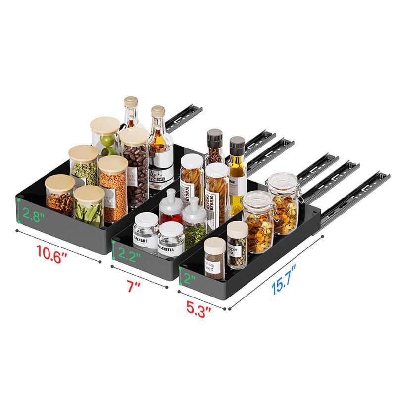 3 Pieces White Extended Pull Out Cabinet Organizer Set (Small + Medium + Large Tray) - Slide Out Drawer Shelves & Base Cabinet Storage Trays for Kitchen Spices, Bowls, and Cookware