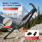 2 Pack Black Lightweight Outdoor Telescopic Aluminum Alloy Trekking Pole (50 to 110cm) - Unisex Anti-Slip Outdoor Walking Stick with Spring Shock Absorption & Ergonomic T-Handle, Free Mud Mop and Tip Cover