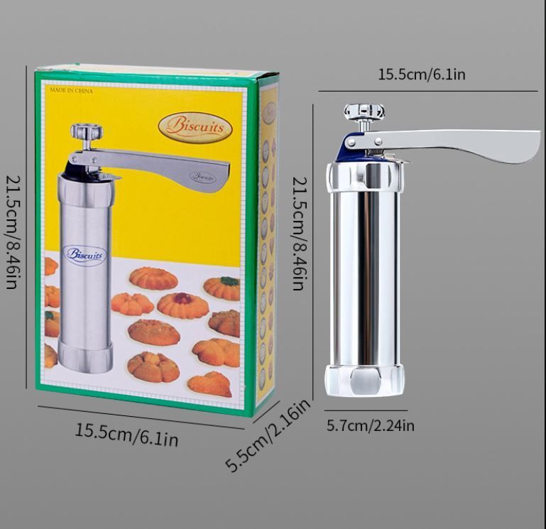 25PCS Mutifunctional Aluminum Alloy Cookie Press Set - DIY Biscuit Maker & Cake Icing Gun with 2-Gear Thickness and 20 Pattern Discs