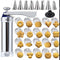 30PCS Mutifunctional Aluminum Alloy Cookie Press Set - Adjustable Thickness Biscuit DIY Maker & Cake Icing Gun with 20 Pattern Discs and 8 Stainless Steel Icing Nozzles