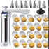 30PCS Mutifunctional Aluminum Alloy Cookie Press Set - Adjustable Thickness Biscuit DIY Maker & Cake Icing Gun with 20 Pattern Discs and 8 Stainless Steel Icing Nozzles