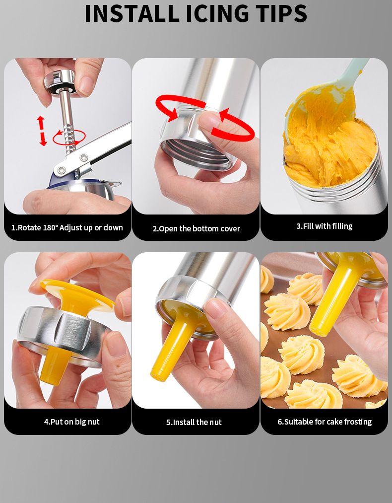 30PCS Mutifunctional Aluminum Alloy Cookie Press Set - Adjustable Thickness Biscuit DIY Maker & Cake Icing Gun with 20 Pattern Discs and 8 Stainless Steel Icing Nozzles