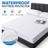 White Waterproof Quilted Mattress Protector (XL Twin 99 x 203 + 36 CM) - 4 Layer Breathable & Soft Mattress Cover with 360 Degree Elastic Fitted Skirt and Deep Fitted Skirt