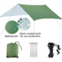 Green 300 x 300cm Waterproof Camping Tarp Shelter Set - Silver Coated Sun Protection, Storage Bag, 6 Guy Ropes and 6 Ground Pegs for Camping, Beach & Outdoor Shade