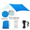 Blue 300 x 300cm Waterproof Camping Tarp Shelter Set - Silver Coated Sun Protection, Storage Bag, 6 Guy Ropes and 6 Ground Pegs for Camping, Beach & Outdoor Shade